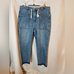 Sundance Straight Leg Cropped Jeans with Rope Drawstring - 10